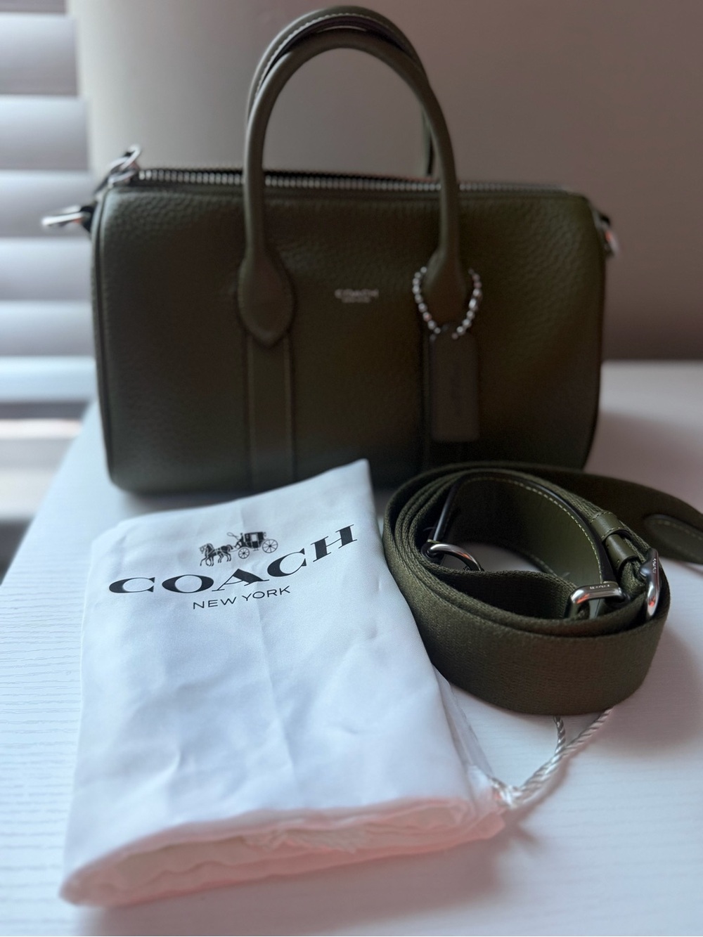 Coach Olive Green Mini Satchel with Detachable Strap